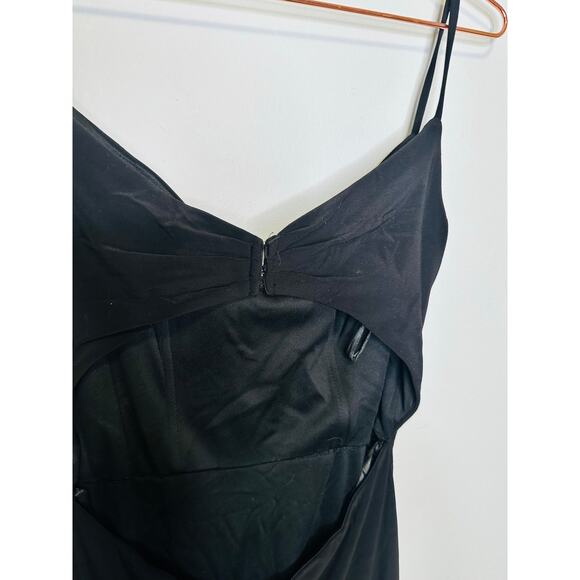 LA FEMME Black Ruched Cutout Back Jersey Trumpet Slit Gown Dress Size 8z - Picture 7 of 10